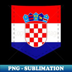 Croatia Flag with Printed Croatian Flag Pocket - PNG Transparent Sublimation File - Create with Confidence
