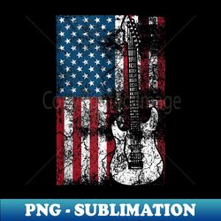 Guitar USA Flag Art  Cute Patriotic Guitar Lovers US - Signature Sublimation PNG File - Instantly Transform Your Sublimation Projects