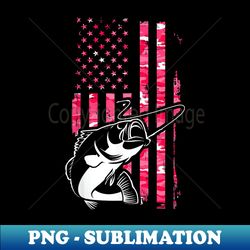 Pink Camo American Flag Fishing  Bass Fishing - Exclusive PNG Sublimation Download - Unleash Your Creativity