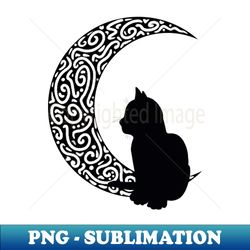 Crescent Moon Cat - Retro PNG Sublimation Digital Download - Perfect for Sublimation Art
