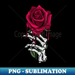 s Skeleton Hand Bleeding Red Rose Flower - Exclusive PNG Sublimation Download - Unleash Your Inner Rebellion