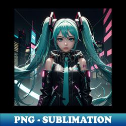 Cyberpunk Hatsune Miku Edit - Retro PNG Sublimation Digital Download - Stunning Sublimation Graphics