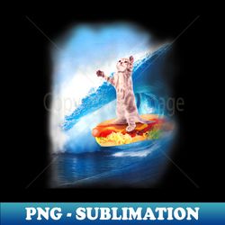 Walnut & 39th Cat Surfing Hot Dog - Exclusive PNG Sublimation Download - Bold & Eye-catching