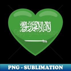 Saudi Arabia Flag Heart - Instant PNG Sublimation Download - Unlock Vibrant Sublimation Designs