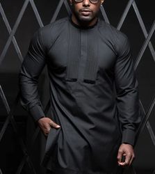 African men fashion, 2 pieces black men clothing, african men suit, wedding suit, free DHL shipping