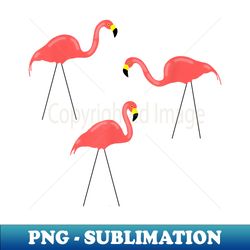 3 Retro Flamingos Plastic Pink Lawn Yard Ornaments - Premium PNG Sublimation File - Stunning Sublimation Graphics
