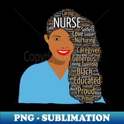Black Nurse Words in Afro Hair - Trendy Sublimation Digital Download - Perfect for Creative Projects