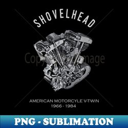 Vintage HD Motorcycle VTwin ShovelHead Engine Drawing Biker - Retro PNG Sublimation Digital Download - Bring Your Designs to Life