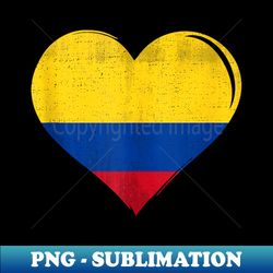 Vintage Colombia Flag Heart For Colombian - PNG Transparent Sublimation Design - Revolutionize Your Designs