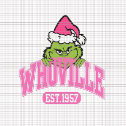 Grinch Whoville Est 1957 Png, Pink Grinch Png, Pink Christmas Png, Pink Grinchmas Png