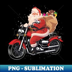 Christmas Biker  Santa On A Motorcycle Xmas - Retro PNG Sublimation Digital Download - Revolutionize Your Designs