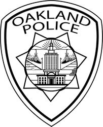 OAKLAND POLICE PATCH VECTOR FILE Black white vector outline or line art file for cnc laser cutting, wood