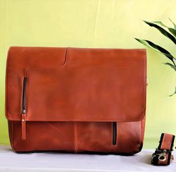 Personalized Handmade Genuine Leather Messenger Bag Laptop Bag