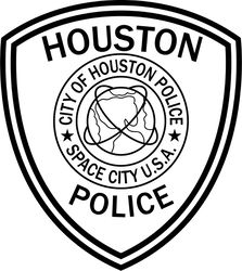 HOUSTON SPACE CITY U.S.A POLICE PATCH VECTOR Black white vector outline or line art file for cnc laser cutting, wood