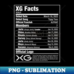 XG Nutritional Facts - PNG Transparent Sublimation File - Stunning Sublimation Graphics