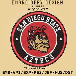 NCAA Logo San Diego State Aztecs, Embroidery design, Embroidery Files, NCAA Aztecs, Machine Embroidery Pattern
