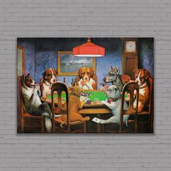 A Friend in Need by CM Coolidge poker game canvas or poster, dogs poker painting, dogs playing poker, famous painting, f