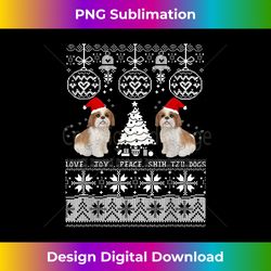 Cool Shih Tzu Christmas Sweater -Love Joy Peace Dogs - Sublimation-Optimized PNG File - Animate Your Creative Concepts