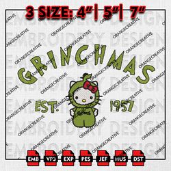 Kitty Grinchmas Est Embroidery files, Merry Christmas Emb Designs, Grinch Machine Embroidery File, Digital Download