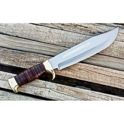 CUSTOM HANDMADE FORGED DAMASCUS STEEL HUNTING KNIFE WITH WOOD & DAMASCUS HANDLE