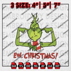 Ew Christmas Grinch Embroidery files, Merry Christmas Emb Designs, Grinch Machine Embroidery File, Digital Download