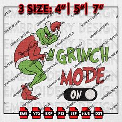 Grinch Mode On Embroidery files, Merry Christmas Emb Designs, Grinch Machine Embroidery File, Digital Download