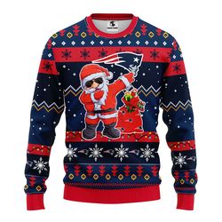 NFL New England Patriots Dabbing Santa Claus Ugly Hoodie 3D Zip Hoodie 3D Ugly Christmas Sweater 3D Fleece Hoodie