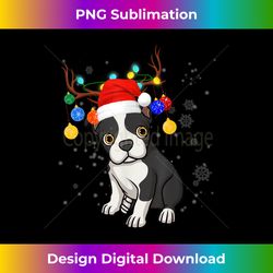 Cute Boston Terrier Reindeer Light Christmas - Innovative PNG Sublimation Design - Animate Your Creative Concepts