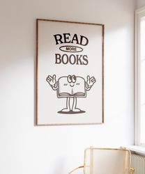 Retro Reading Print, Book Wall Art, Book Lover Gift, Retro Wall Art, Trendy Art Print, Library Decor, Reading Poster, Vi