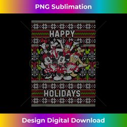 Disney Group Shot Happy Holidays Christmas Sweater Style Tank Top - Futuristic PNG Sublimation File - Craft with Boldness and Assurance