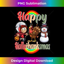 Happy HalloThankSmas Rainbow Witch Turkey Snowman - Contemporary PNG Sublimation Design - Animate Your Creative Concepts