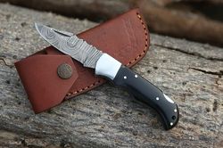 Handmade damascus steel folding pocket knife camping hunting outdoor knife Christmas gift birthday gift fathers gift