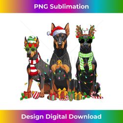 Christmas Lights Doberman T Cute Gifts for Dog Lovers Long Sleeve - Contemporary PNG Sublimation Design - Infuse Everyday with a Celebratory Spirit