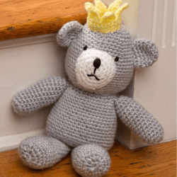 Birthday Bear for a Prince in Red Heart Soft and Soft Baby Steps Crochet pattern, digital file PDF, digital pattern PDF,