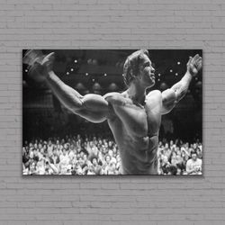 Arnold Schwarzenegger Conquer Gym Wall Art, Motivation Art Poster, Muscle Fitness, Poster Wall Decor, CHome Deocr, Ready