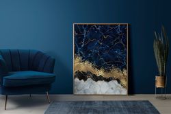 Luxry Wall Art, Blue Canvas, Modern Decor Canvas, Wall Art Canvas, Living Room Decor Canvas,Canvas Design, Gift For Her,