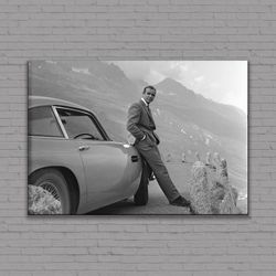 James Bond 007 Series Canvas or Poster, Sean Connery Wall Art, Aston Martin Canvas, James Bond Gift, Aston Martin db5, R