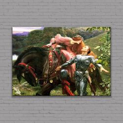 La Belle Dame Sans Merci by Sir Frank Dicksee Canvas Wall Art, Knights  Maidens Wall Decor, valentines day Gift, Ready T