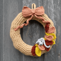 autumn wreath crochet pattern, digital file pdf, digital pattern pdf, crochet pattern