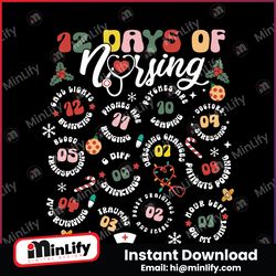 Christmas 12 Days of Nursing SVG Graphic Design File