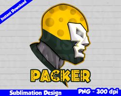 Packers Png, Football mascot, packers t-shirt design PNG for sublimation, mexican wrestler style