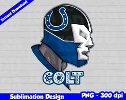 Colts Png, Football mascot, colts t-shirt design PNG for sublimation, mexican wrestler style