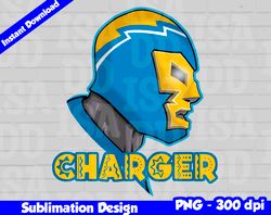 Chargers Png, Football mascot, chargers t-shirt design PNG for sublimation, mexican wrestler style