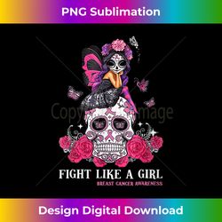 Womens Sugar Skull Day Of The Dead Dia de Los Muertos Breast Cancer V-Neck - Bespoke Sublimation Digital File - Reimagine Your Sublimation Pieces