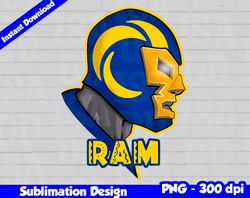 Rams Png, Football mascot, rams t-shirt design PNG for sublimation, mexican wrestler style