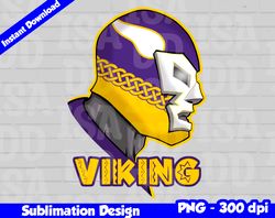 Vikings Png, Football mascot, vikings t-shirt design PNG for sublimation, mexican wrestler style