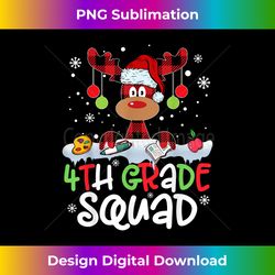 Plaid Reindeer Santa Hat 4th Grade Squad Teacher Christmas - Sleek Sublimation PNG Download - Craft with Boldness and Assurance