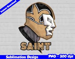Saints Png, Football mascot, saints t-shirt design PNG for sublimation, mexican wrestler style