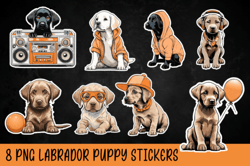 Labrador Pups Bundle Png Stickers Orange