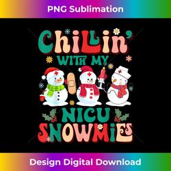 Retro Groovy Chillin With My NICU Snowmies Nurse Christmas - Contemporary PNG Sublimation Design - Tailor-Made for Sublimation Craftsmanship